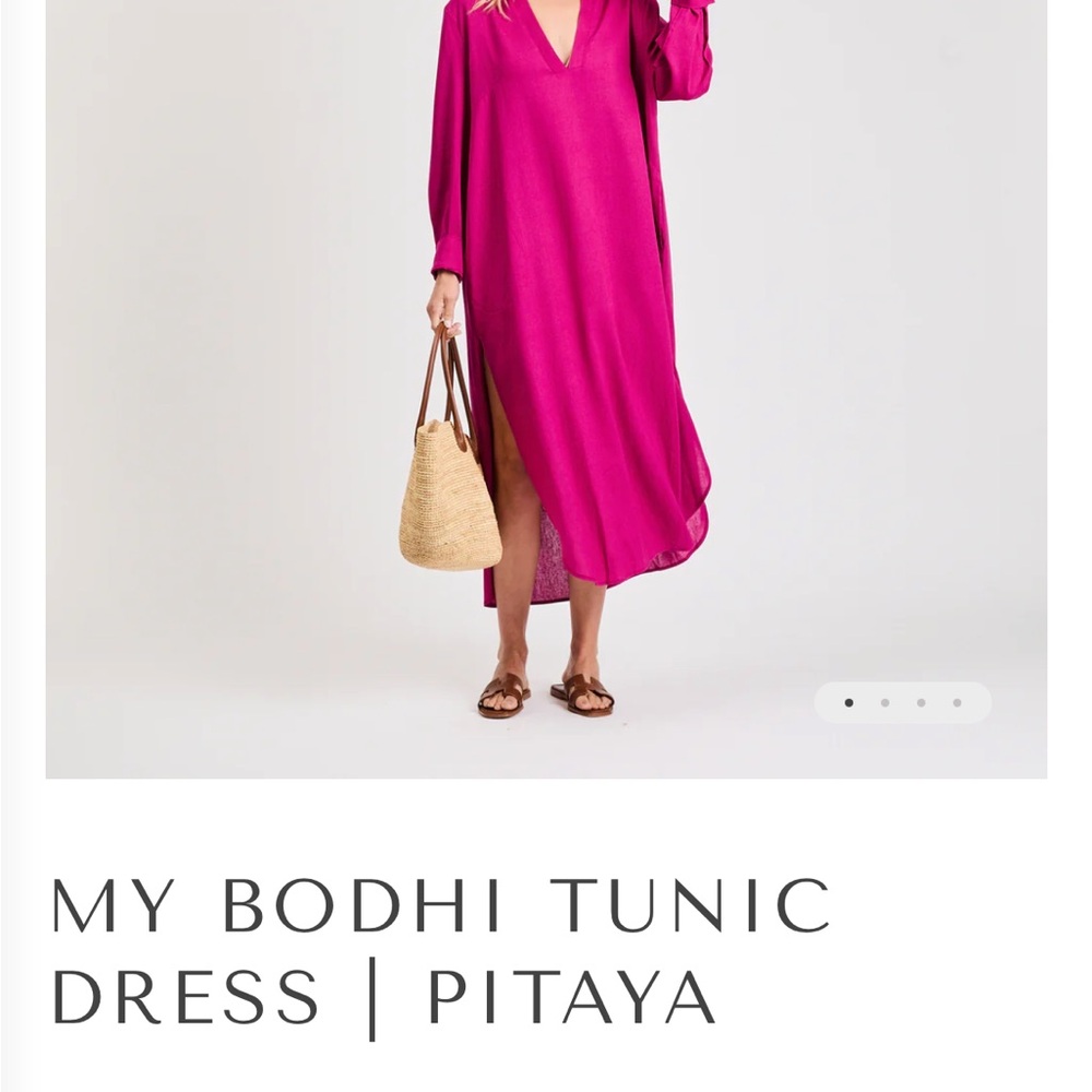 Maxi Tunic Linen Cotton Blend Pink